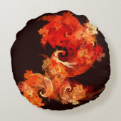 踊りの小鳥抽象芸術アートラウンドピロー ラウンドクッション (裏面)