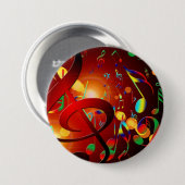 踊りの楽しい高音のクレフ、 音符記号音楽 缶バッジ (正面&裏面)