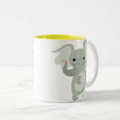 踊りの漫画象のマグ ツートーンマグカップ (正面右)