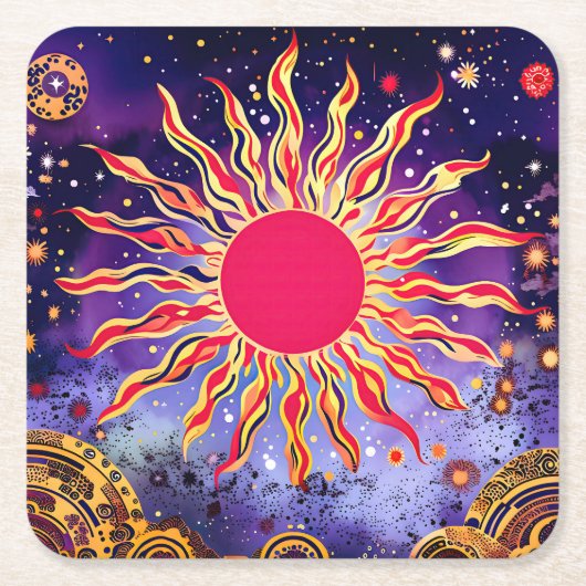 「踊りの炎の宇宙」 スクエアペーパーコースター (正面)