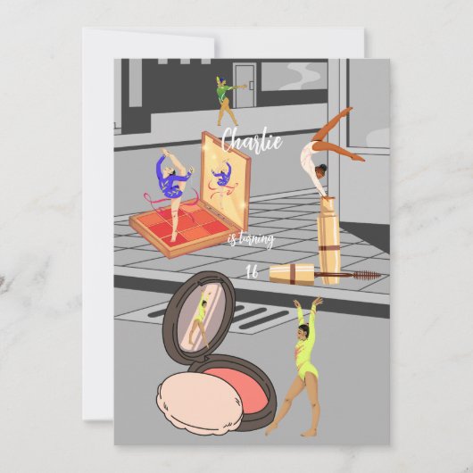 踊りの赤面誕生日 招待状 (正面)