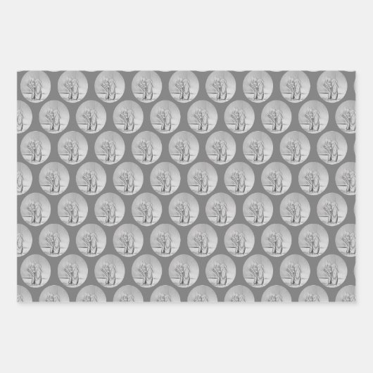 踊りの足の指にバレエシューズリピートパターン ラッピングペーパーシート (正面3)