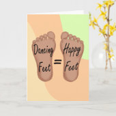 踊りの足は幸せな足です カード (黄色い花)