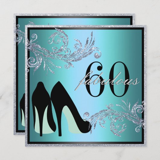 踊りの靴-すばらしい第50誕生日の招待状 招待状 (正面/裏面)