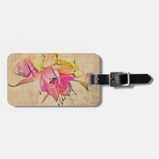 踊りの風 – 明るい赤紫色の花 ラゲッジタグ (正面横)
