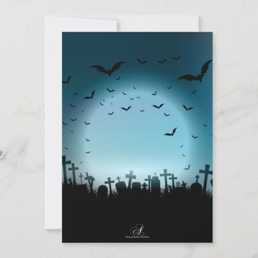 踊りの骨格ハロウィーンの衣装パーティー 招待状 (裏面)