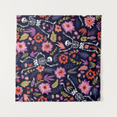 踊りの骨格フローラのパターン タペストリー (正面(横))