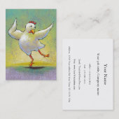 踊りの鶏のおもしろいの芸術のかわいく多彩で幸せなダンサー 名刺 (正面/裏面)