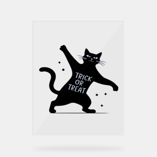 踊りの黒猫の不気味なトリック・オア・トレア アクリルサイン (正面)