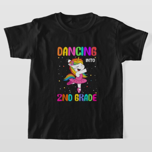 踊りの2年生バレエUnicorn女の子に戻る Tシャツ (レイダウン)