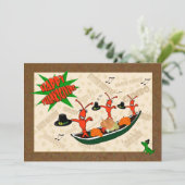 踊りのCrawfishの巡礼者のケージャンの幸せな感謝祭 招待状 (スタンド正面)