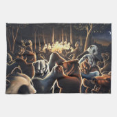 踊りはタオルパーティー動物はティータオルを持つ キッチンタオル (横)