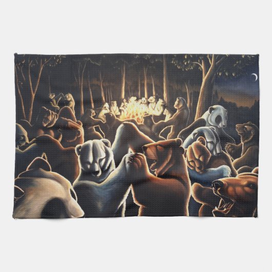 踊りはタオルパーティー動物はティータオルを持つ キッチンタオル (横)