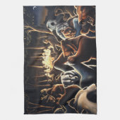 踊りはタオルパーティー動物はティータオルを持つ キッチンタオル (縦)