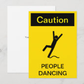 「踊りへの注意！ 人々」ウェットフロアサイン パロディ 招待状 (正面/裏面)