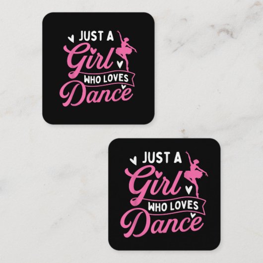 踊りを愛する女の子 – ダンサー踊り恋人 スクエア名刺 (正面/裏面)
