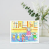 踊りアニマルラクーンマウスキッテンバニー ポストカード (スタンド正面)