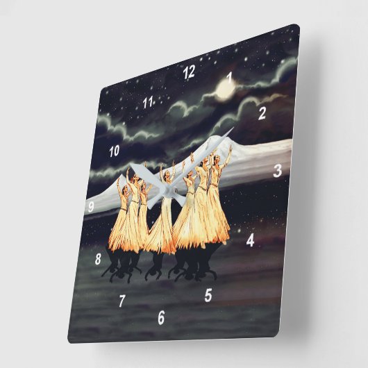 踊りアララ スクエア壁時計 (傾斜)