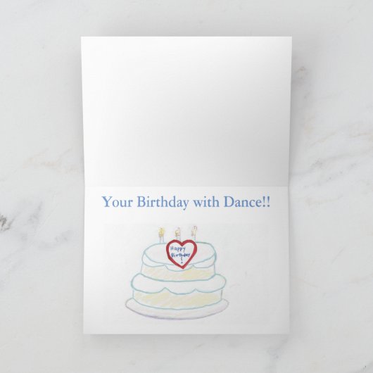 踊りアリ子供の誕生日カード カード (内部)