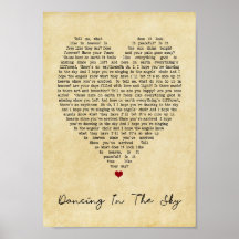 踊りインザスカイヴィンテージハートソングリリックプリント