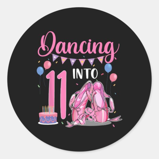 踊りインズ11誕生日バレリーナバレエ11イェア ラウンドシール (正面)