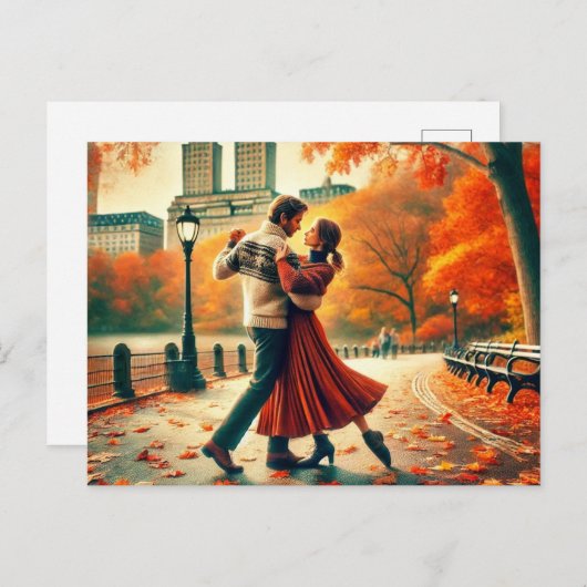 踊りインセントラルパークニューヨークオータム ポストカード (正面/裏面)