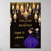 踊りインディアンカップルシック披露宴ウェルカムサイン ポスター (正面)