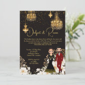 踊りインディアンカップルシック披露宴テンプレート 招待状 (スタンド正面)