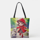 踊りイン雨 – チビ(小さくかわいく書いた感じ)アート トートバッグ (裏面)