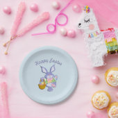 踊りイースターバニーブルー ペーパープレート (パーティー)