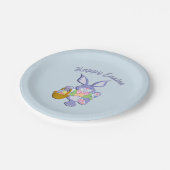 踊りイースターバニーブルー ペーパープレート (アングル)