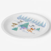 踊りウッドランドアニマルズウォーター色 ペーパープレート (アングル)