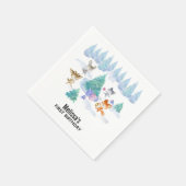 踊りウッドランド動物水彩誕生日 スタンダードカクテルナプキン (角)