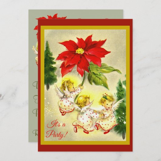 踊りエンジェルズクリスマスパーティの招待状 招待状 (正面/裏面)