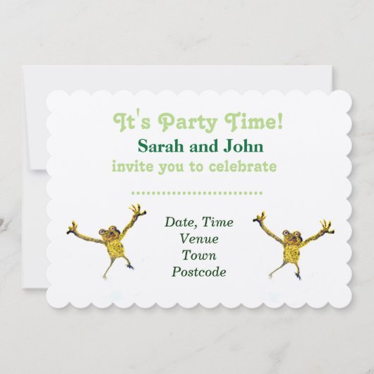 踊りカエルパーティー動物 招待状 (正面)