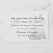 踊りカップルいいえ結婚子供のメッセージグレー エンクロージャーカード (正面)