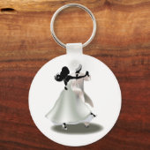 踊りカップルのシルエット キーホルダー (正面)