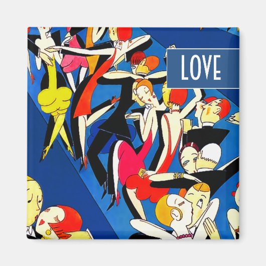 踊りカップルアールデコバレンタインデギフト マグネット (正面)