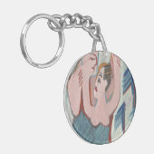 踊りカップルロマンチックなカスタマイズ可能なラウンドアクリル キーホルダー (正面左)