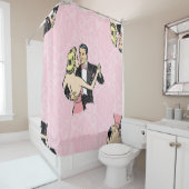 踊りカップルヴィンテージ社交ダンスピンクダマスク シャワーカーテン (インサイチュ)