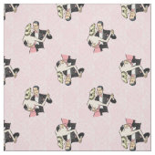 踊りカップルヴィンテージ社交ダンスピンクダマスク ファブリック (見本)