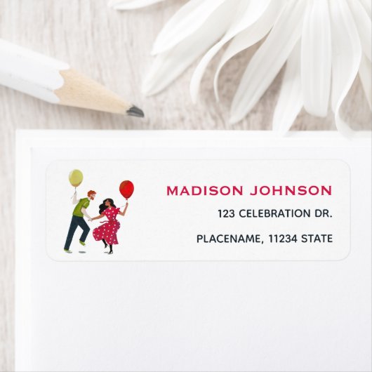 踊りカップル汚い330歳の誕生日パーティー ラベル (インサイチュ)