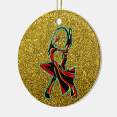 踊りカップル セラミックオーナメント (左)
