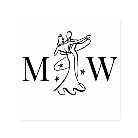 踊りカップル#1結婚の2イニシャルモノグラム セルフインキングスタンプ (デザイン)