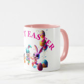 踊りカラフルイースターバニーパーティー マグカップ (正面右)