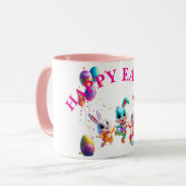 踊りカラフルイースターバニーパーティー マグカップ (正面左)