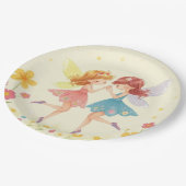 踊りカラフルフローラフェニー3 & 金ゴールドグリッター ペーパープレート (アングル)