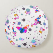 踊りカラフル音楽 ラウンドクッション (正面)