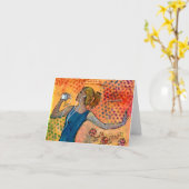 踊りガールとミュージックノーテカード カード (黄色い花)