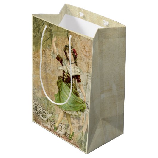 踊りガールビクトリアングリーンレッドローズ抱き枕 ミディアムペーパーバッグ (裏面アングル)